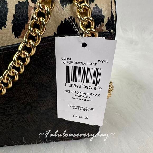 Coach Klare Envelope Crossbody Bag In Signature Canvas With Leopard Print CCD02 - Picture 4 of 7